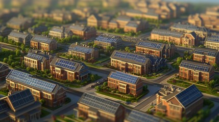 Naklejka premium Smart Energy Systems in a Clean Residential Community