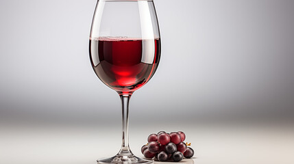 A tall glass of red wine with a smooth finish, ideal for a romantic evening, studio view.
