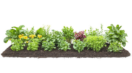 Freshly planted garden bed transparent background