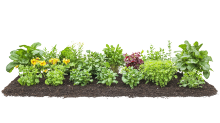 Freshly planted garden bed transparent background