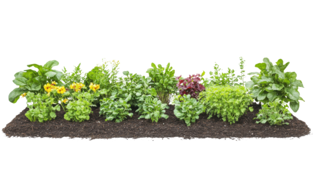 Freshly planted garden bed transparent background