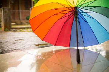Close up of colorful umbrellas like a rainbow