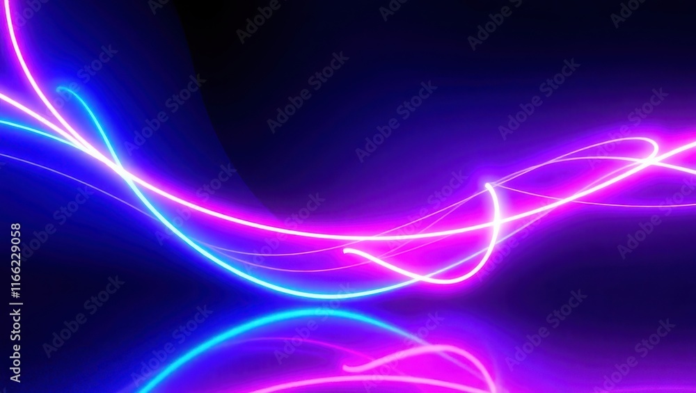 Poster abstract neon light curves flowing dynamically