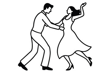 Couple dancing line art vector design.eps
