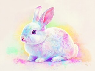 Obraz premium A vivid portrayal of a rabbit in bright hues showcases artistic expression and emotional vibrancy in an imaginative way.