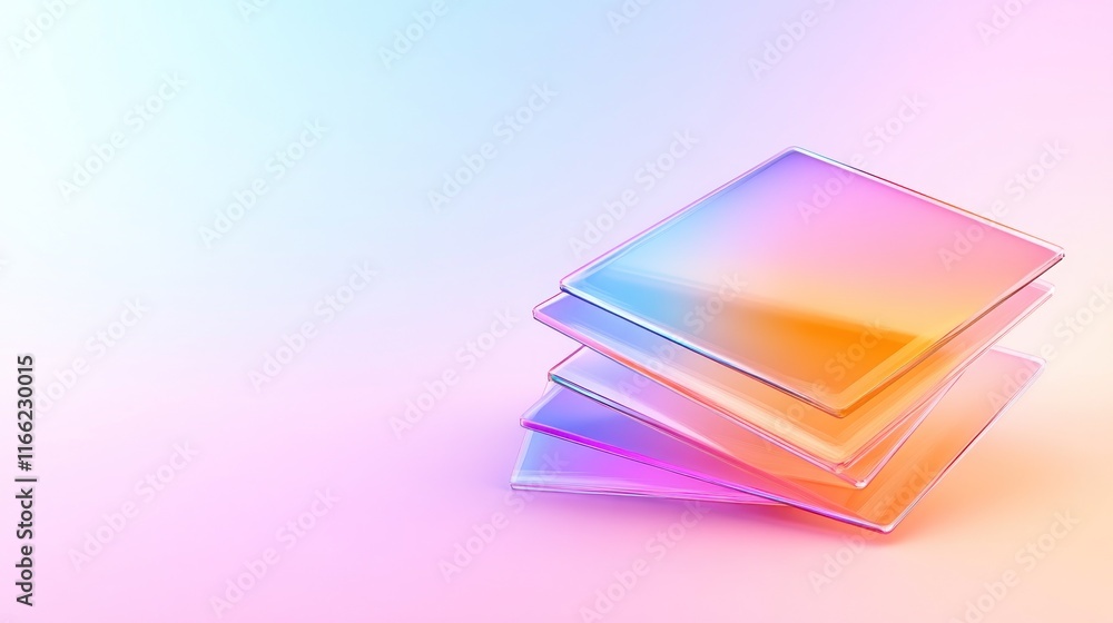 Poster colorful translucent layers with a gradient background.