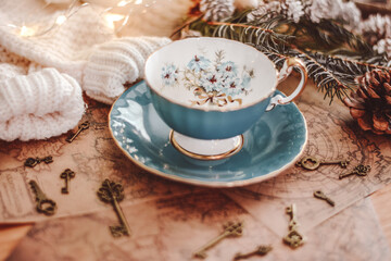 Blue vintage teacup
