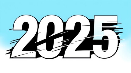 Bold Stylized Numerals Representing Two Thousand Twenty Five
