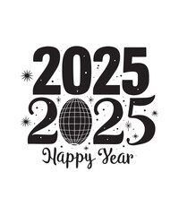 Celebrate 2025 in Style: Modern New Year T-Shirt Concept.