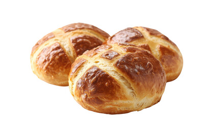 Freshly baked hot cross bun transparent background