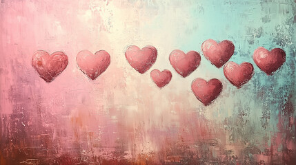 hearts, light pink oil painting, valentines day, love