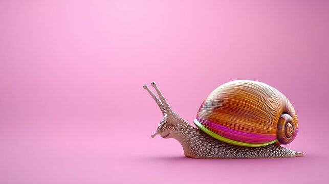 A colorful snail on a pink background, showcasing vibrant design.