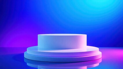 White Cylindrical Platform Under Neon Blue Purple Light