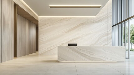 Modern Reception Area with Dynamic Design and Lighting