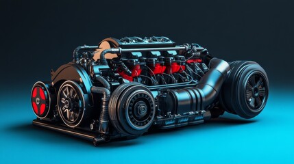 Realistic Engine Components with Dynamic Angles and Textures