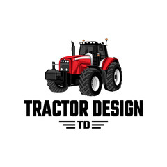 tractor vector design, rice plow, agricultural machinery, tractor logo, transportation, red farming tractor, illustration