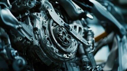 Obraz premium Intricate Engine Close-Up: A Detailed Look at Automotive Mechanics