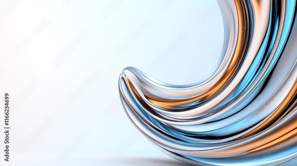 Poster abstract metallic wave design with smooth curves and gradients.