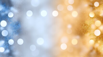 Abstract background with bokeh effects in blue and gold hues.