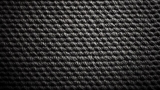 Textured black fabric displaying intricate weave patterns under soft lighting