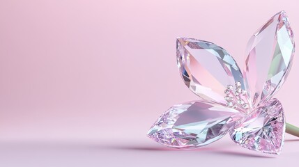Elegant crystal flower on soft pink background