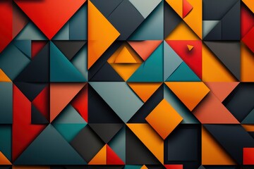 Fototapeta premium Abstract geometric pattern with vibrant colors and dimensional shapes.