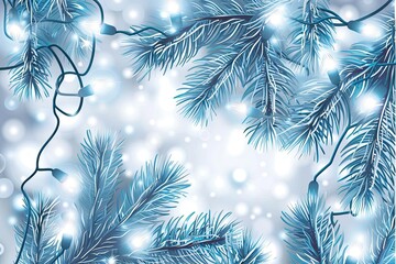 Naklejka premium Christmas card on blue background with festive decorations and holiday charm