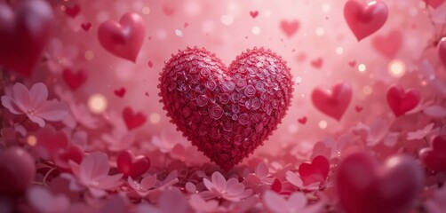 Obraz premium Romantic Rose Heart Image Valentines Day Background