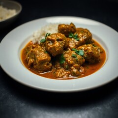 Curried Chicken with rice plate.