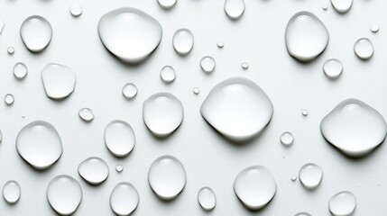 Water droplets on white surface: clean, fresh, minimalistic design