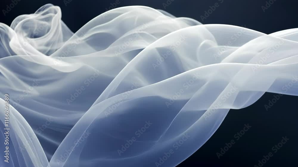 Aufkleber flowing wisps of translucent fabric against a dark background capture a sense of motion and elegance