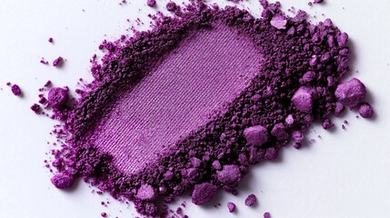 Close-up view of vibrant purple eyeshadow powder. Luxurious pigment, rich texture highlighted. Cosmetic product displayed on white background. Perfect for makeup enthusiasts, beauty professionals.