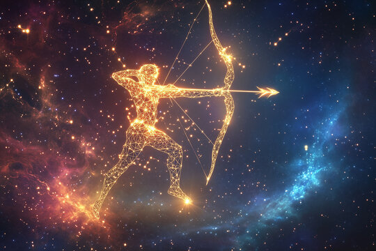 A vibrant and dynamic depiction of the zodiac sign Sagittarius