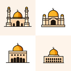 Mosque design flat packages are very suitable for Islamic themes such as Ramadan, Muharram, or Islamic celebrations, etc