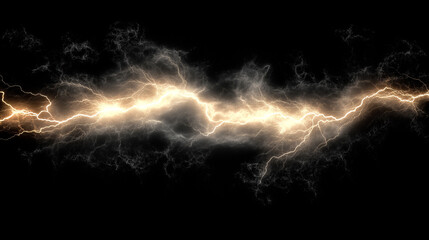 Abstract lightning strikes against a black background.