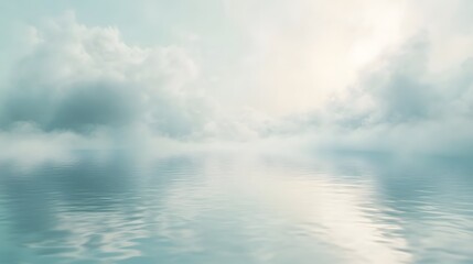 Serene Cloudscape Reflected On Calm Water