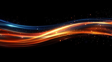 Obraz premium Abstract wave design with vibrant colors and glowing particles on a dark background.