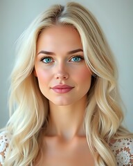 Naklejka premium image d'une femme blanche avec les yeux bleus et les cheveux blonds