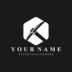 mining axe vector design,mining tools,mine,symbol,silhouette,editable mining axe icon