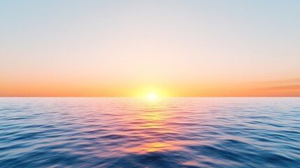 Obraz premium Serene sunset over calm ocean waters.