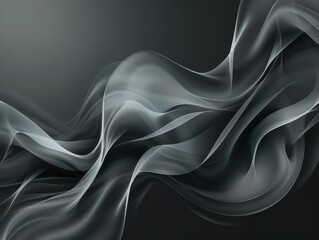 Obraz premium Abstract flowing waves of translucent smoke in shades of gray and black.