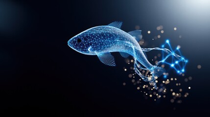 Naklejka premium A digital representation of a fish with glowing particles.