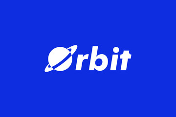 bold orbit icon symbol logo vector design template with logotype, modern and futuristic styles.