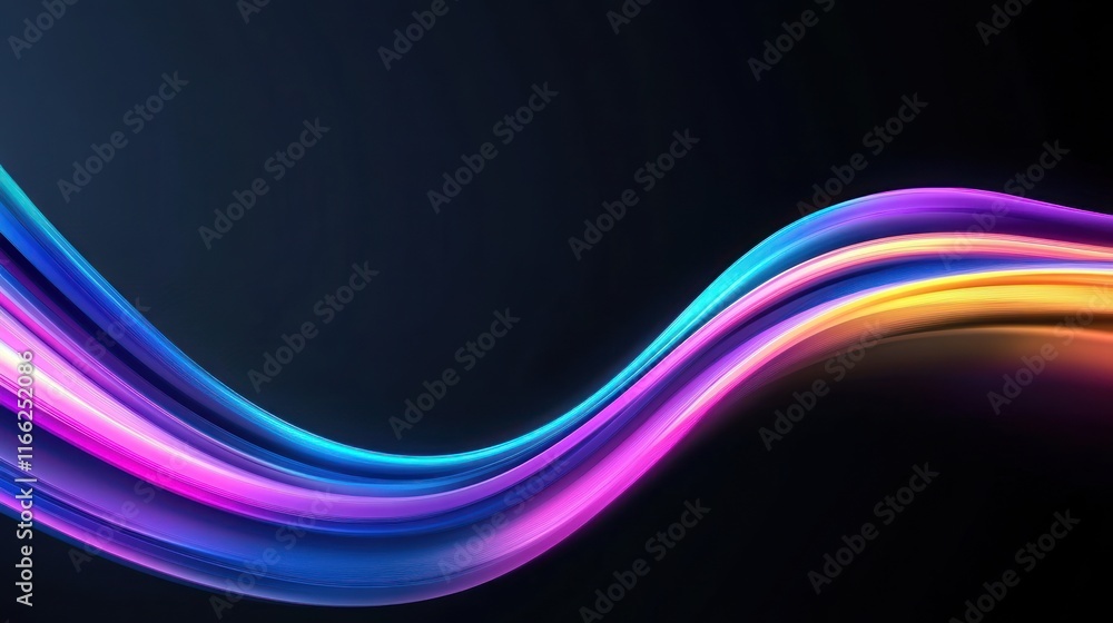 Poster abstract colorful wave design on a dark background.