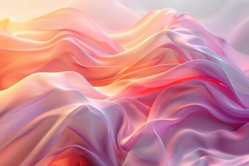 Fototapeta premium Abstract waves of colorful fabric creating a serene, flowing texture.