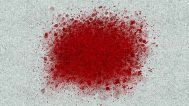 Beautiful Timelapse of Paintbrush Painting Watercolor Watercolour on Rough Textured Paper Background 4K Intro Reveal Animation Loop blood splat splatter scary horror expand from center