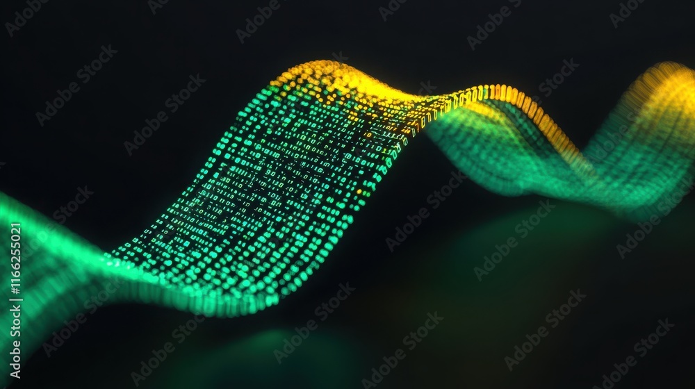 Aufkleber dynamic abstract digital wave representing data flow and technology innovations, showcasing vibrant 
