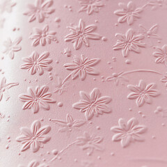 a close-up of pink embossed paper with small star-shaped floral patterns,