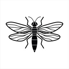 Insect Vector Icon Black White Silhouette