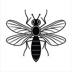 Insect Vector Icon Black White Silhouette